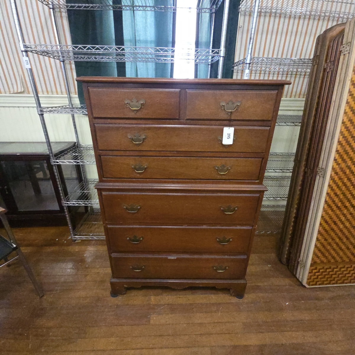 vintage tall chest, seven drawers
