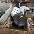 Lot 201 - Box Lot of Modern Halloween Including Tablecloths, Stormtrooper Helmet, Dragon Head, and More
