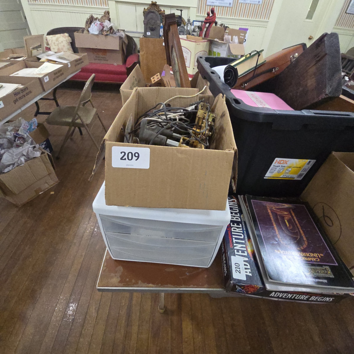 box lot and drawers with electronic components