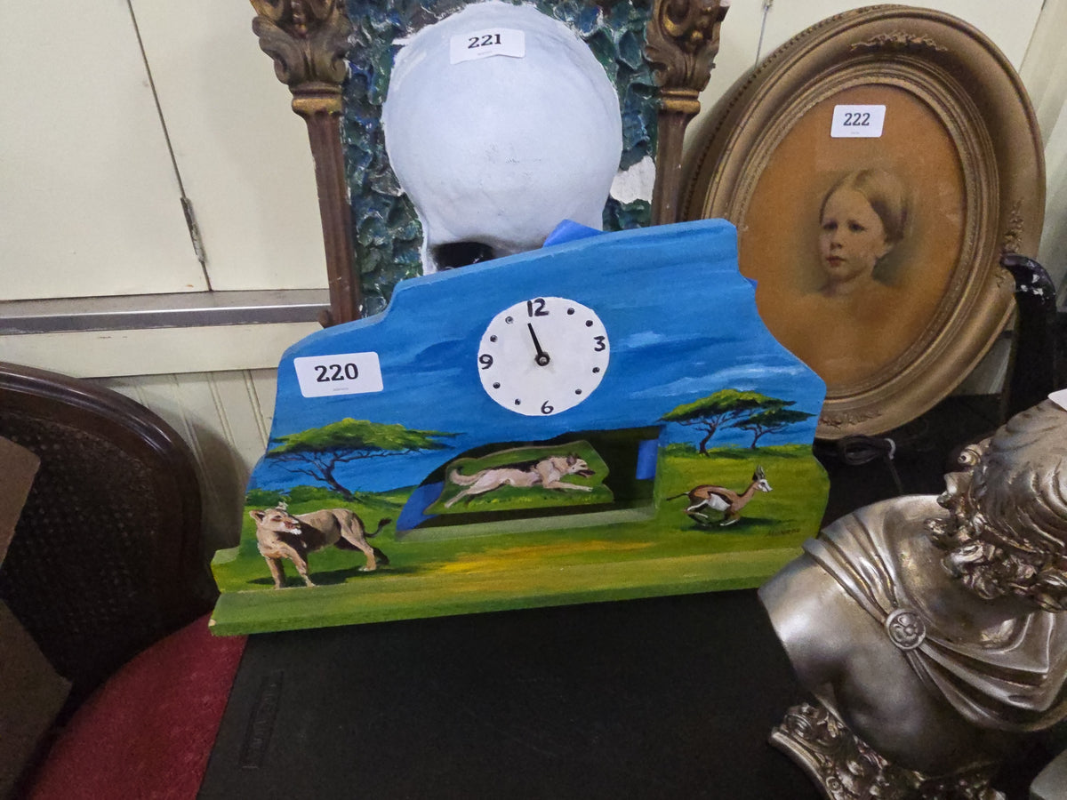 animated German Shepherd wooden clock