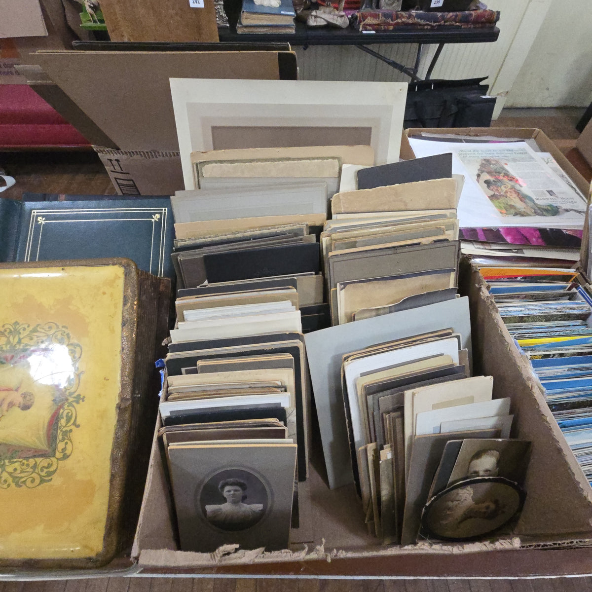 box lot of antique photography including cabinet cards and more