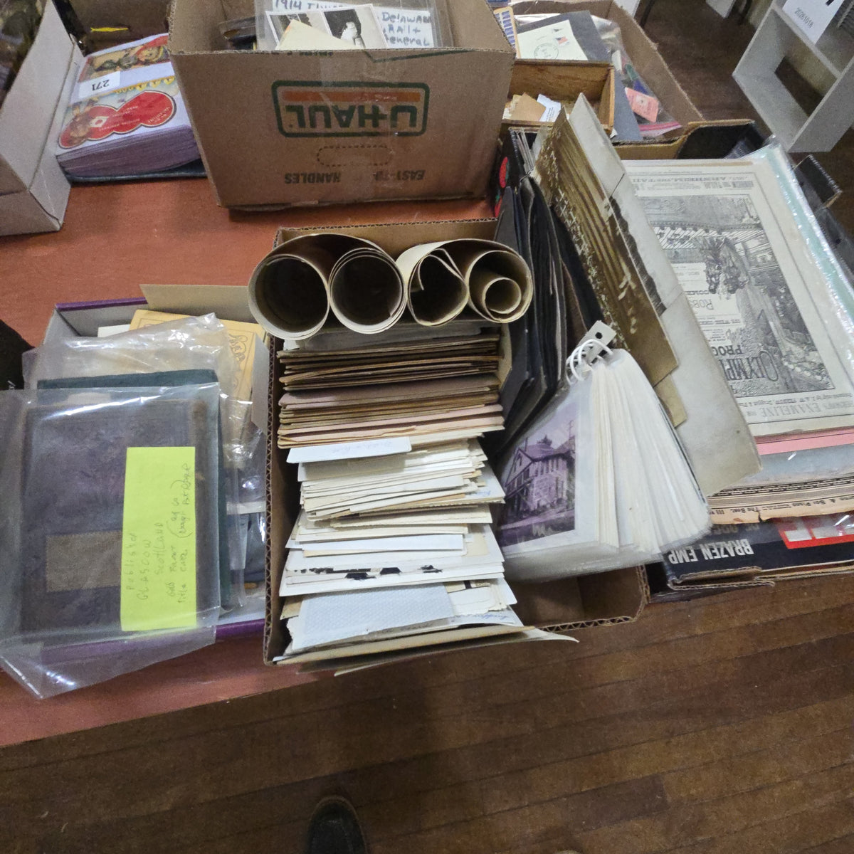 box lot of vintage snapshot photography along with stereo view cards and photo albums