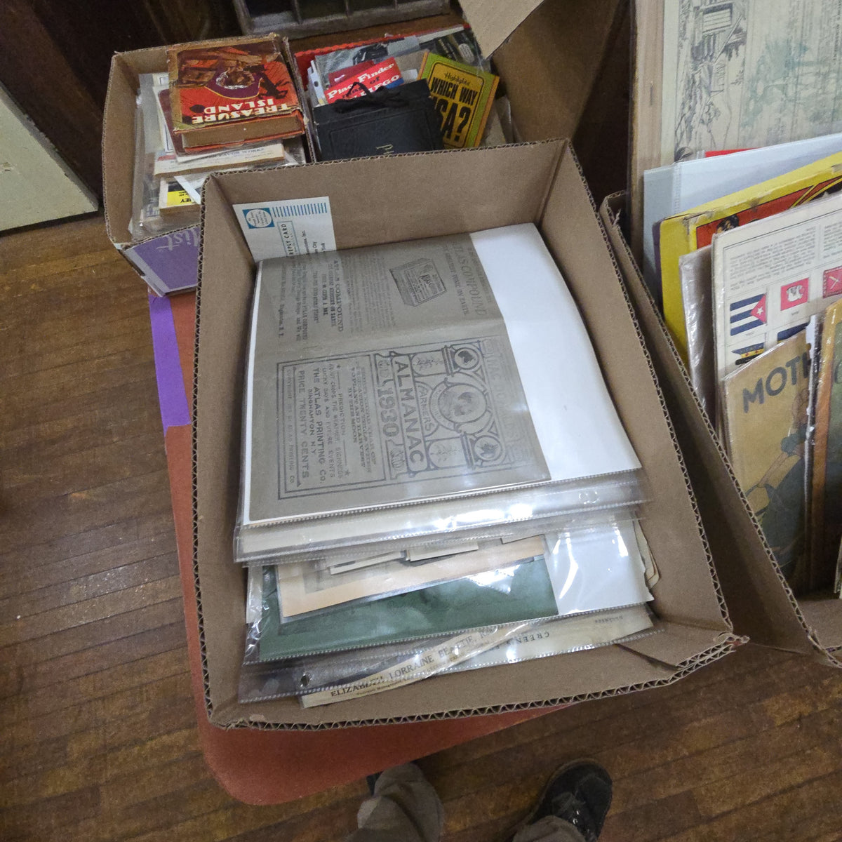 box lot of antique ephemera including almanacs and more