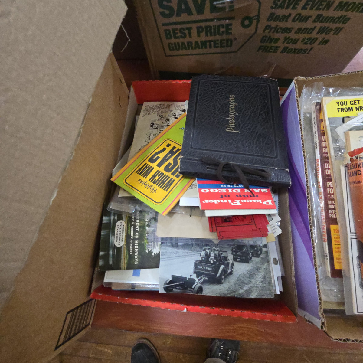 box lot of ephemera including photo album and more