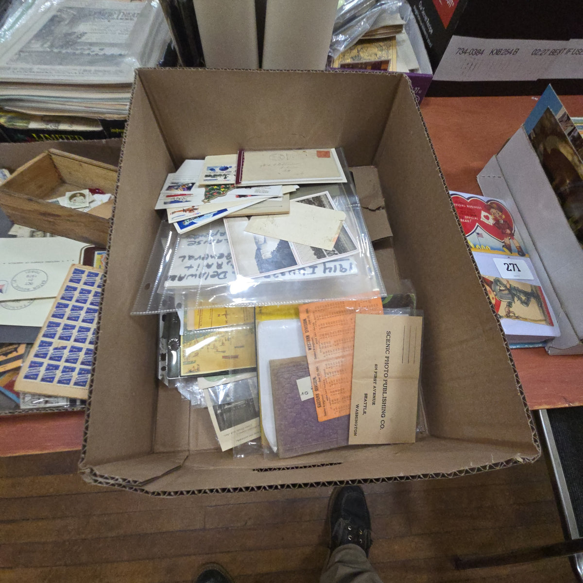 Box lot with miscellaneous ephemera including first day covers and more