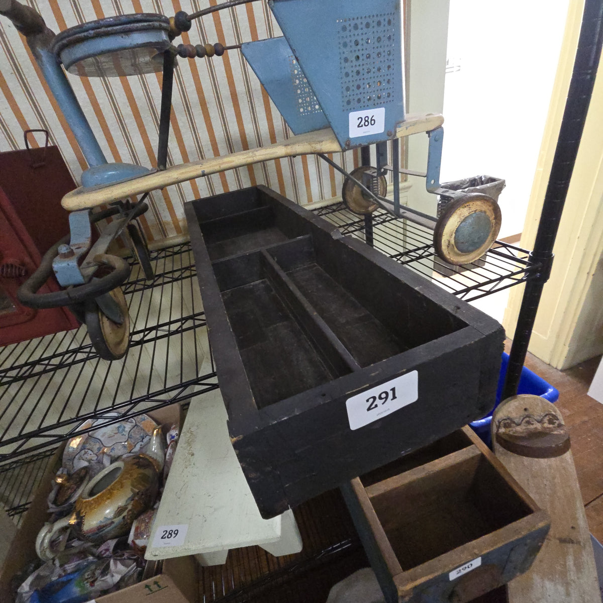 black painted wooden divided tray