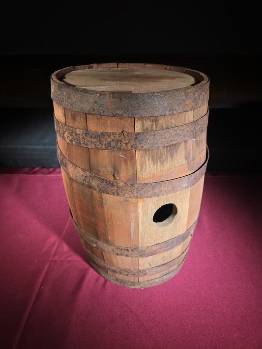 Vintage Wooden Barrel with Iron Bands