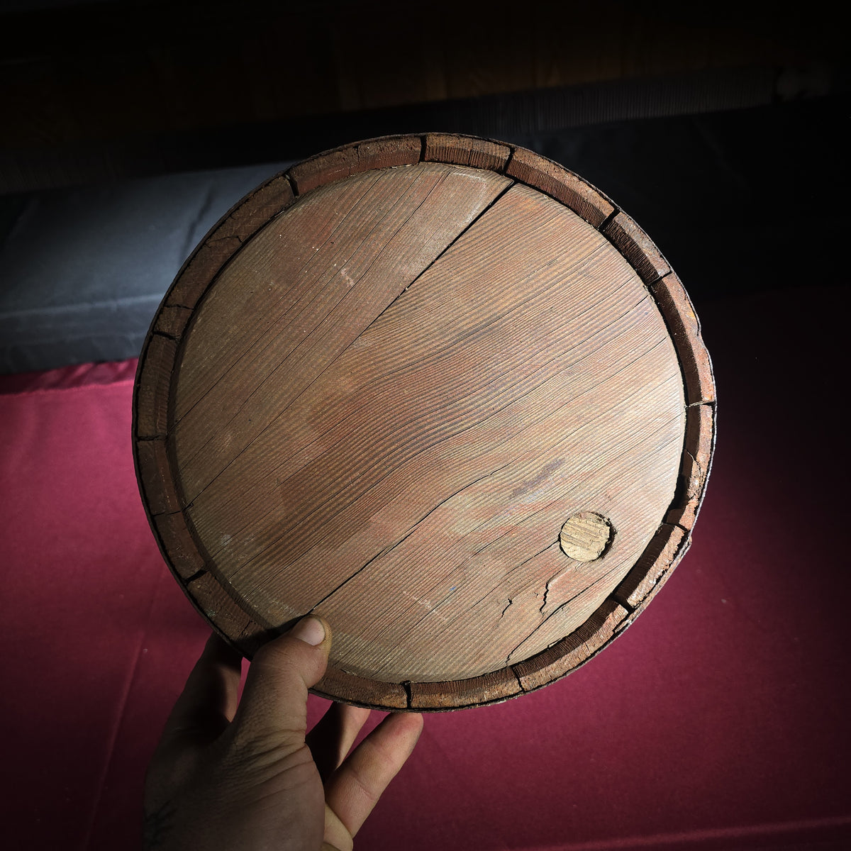 Vintage Wooden Barrel with Iron Bands