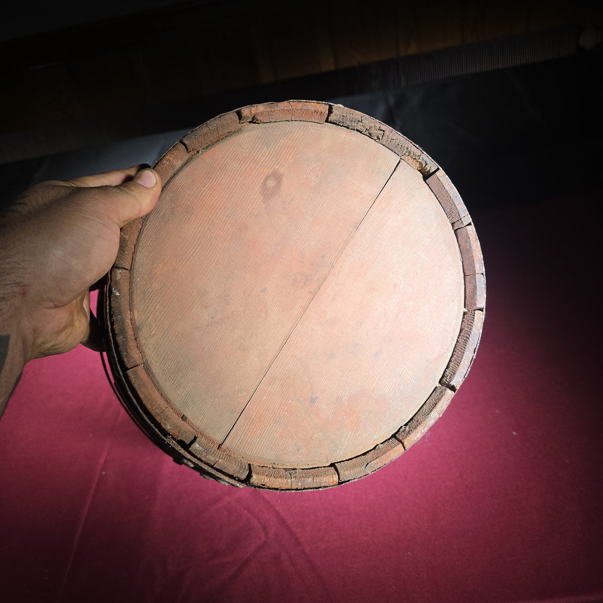 Vintage Wooden Barrel with Iron Bands
