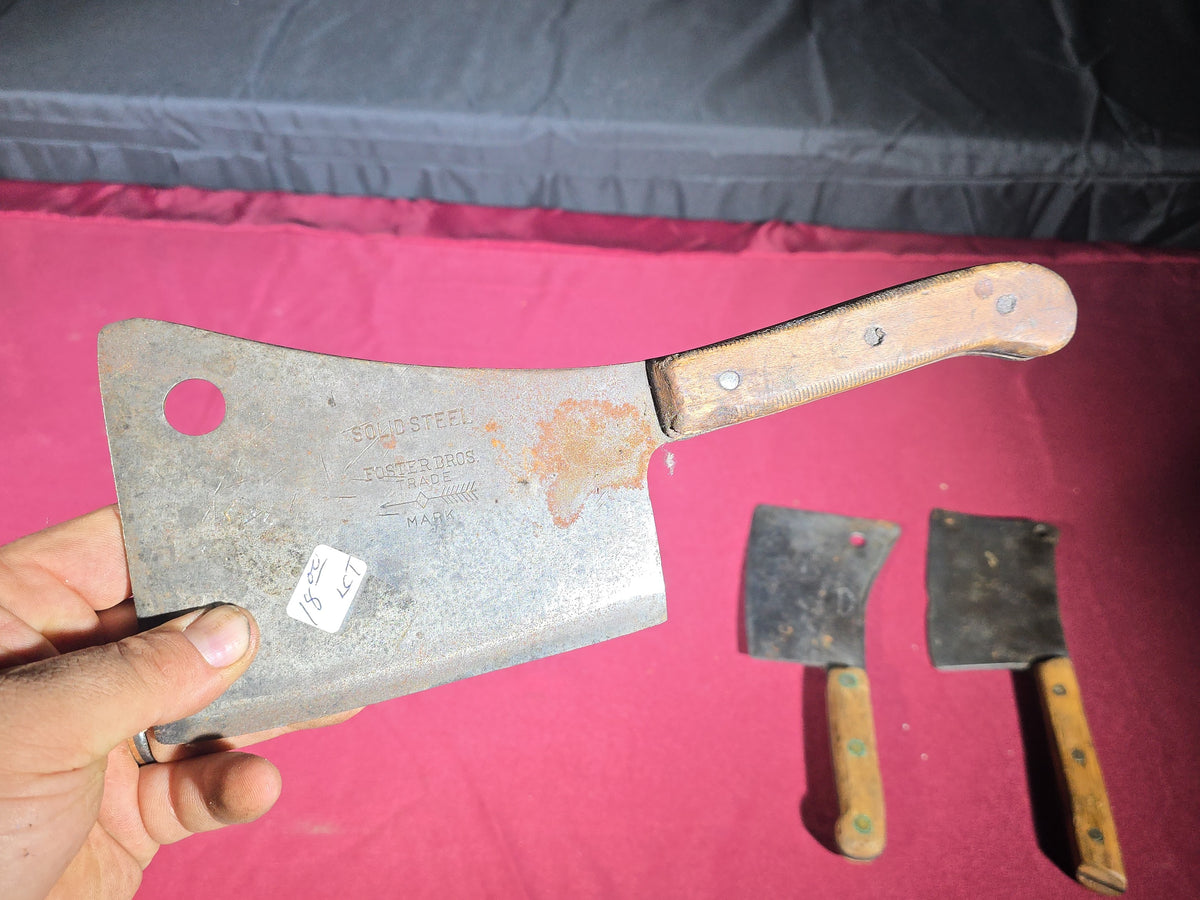 Grouping of Seven Antique and Vintage Meat Cleavers including Foster Bros., Dexter, Nichols Bros., and Russell