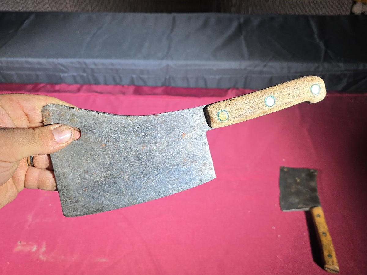 Grouping of Seven Antique and Vintage Meat Cleavers including Foster Bros., Dexter, Nichols Bros., and Russell