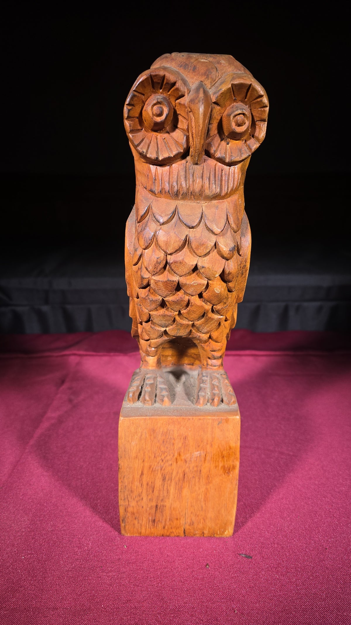 Vintage Carved Wood Owl Figure
