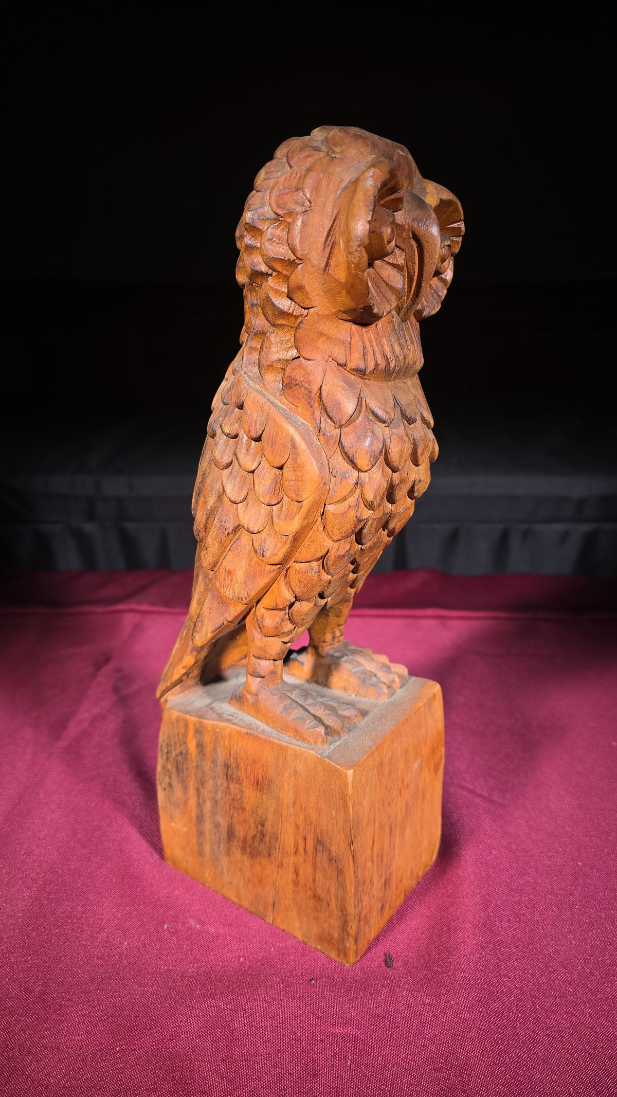 Vintage Carved Wood Owl Figure