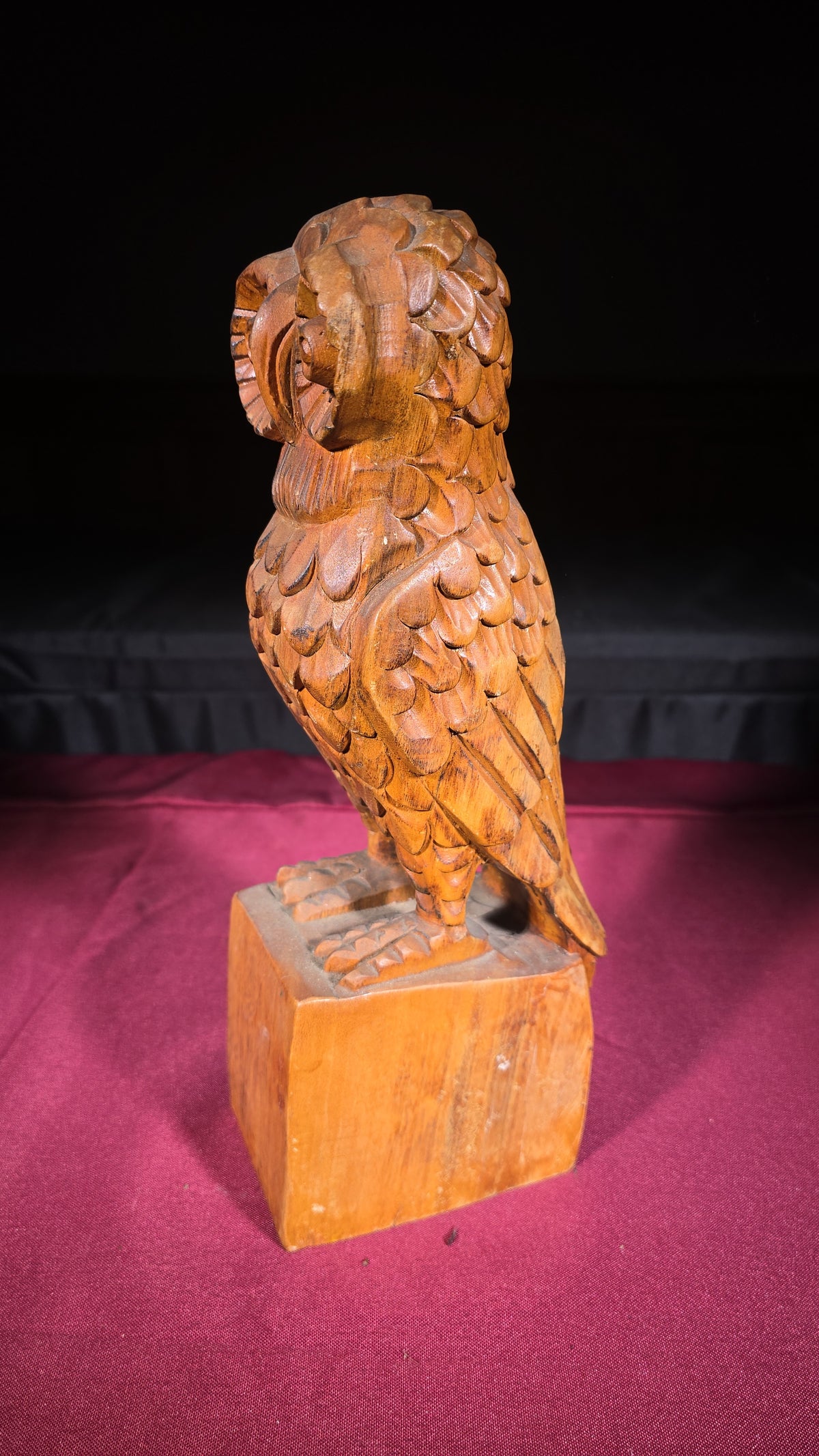 Vintage Carved Wood Owl Figure