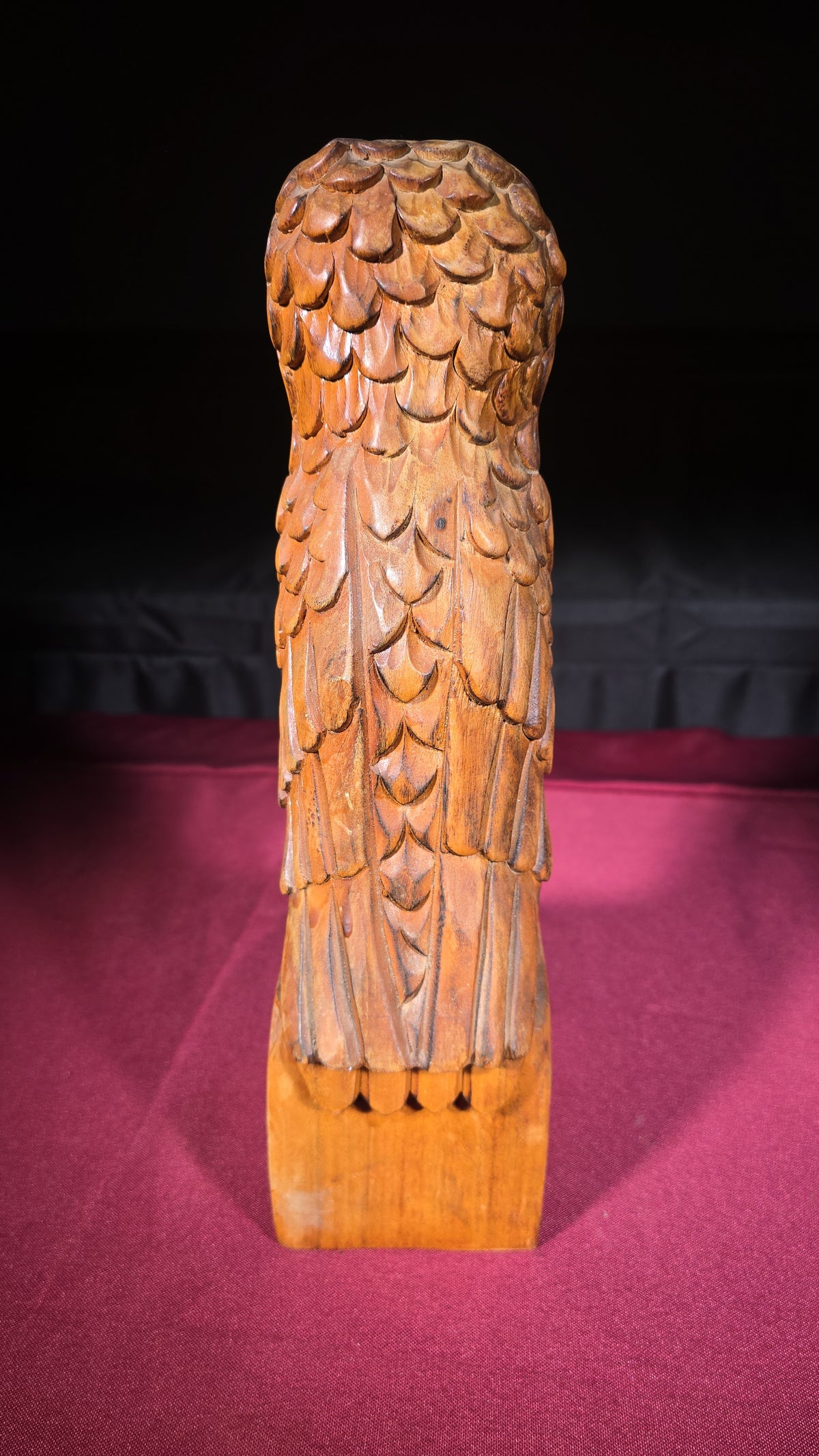 Vintage Carved Wood Owl Figure