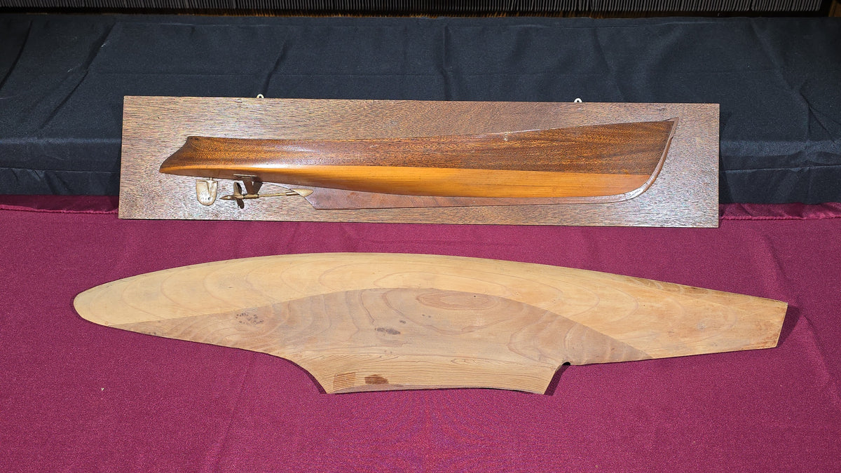 Pair of Vintage Wooden Boat Half Hull Models including One Taken from Lines of 1910 Speed Launch "Kite" by "Clem" Carter, March 1974