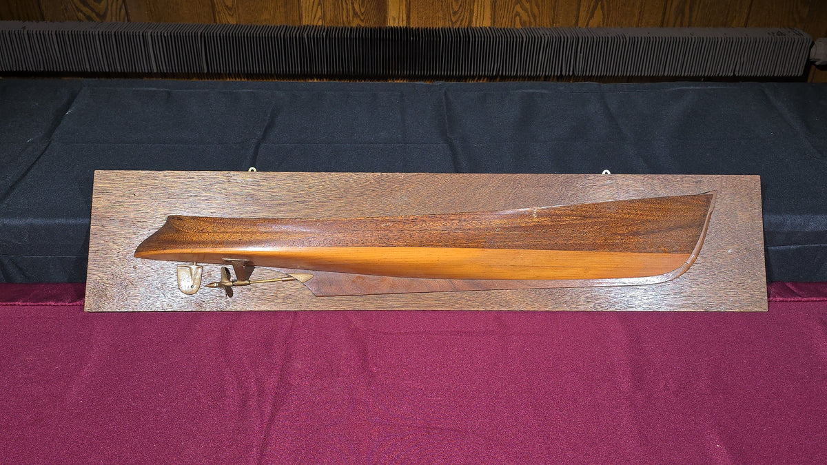 Pair of Vintage Wooden Boat Half Hull Models including One Taken from Lines of 1910 Speed Launch "Kite" by "Clem" Carter, March 1974