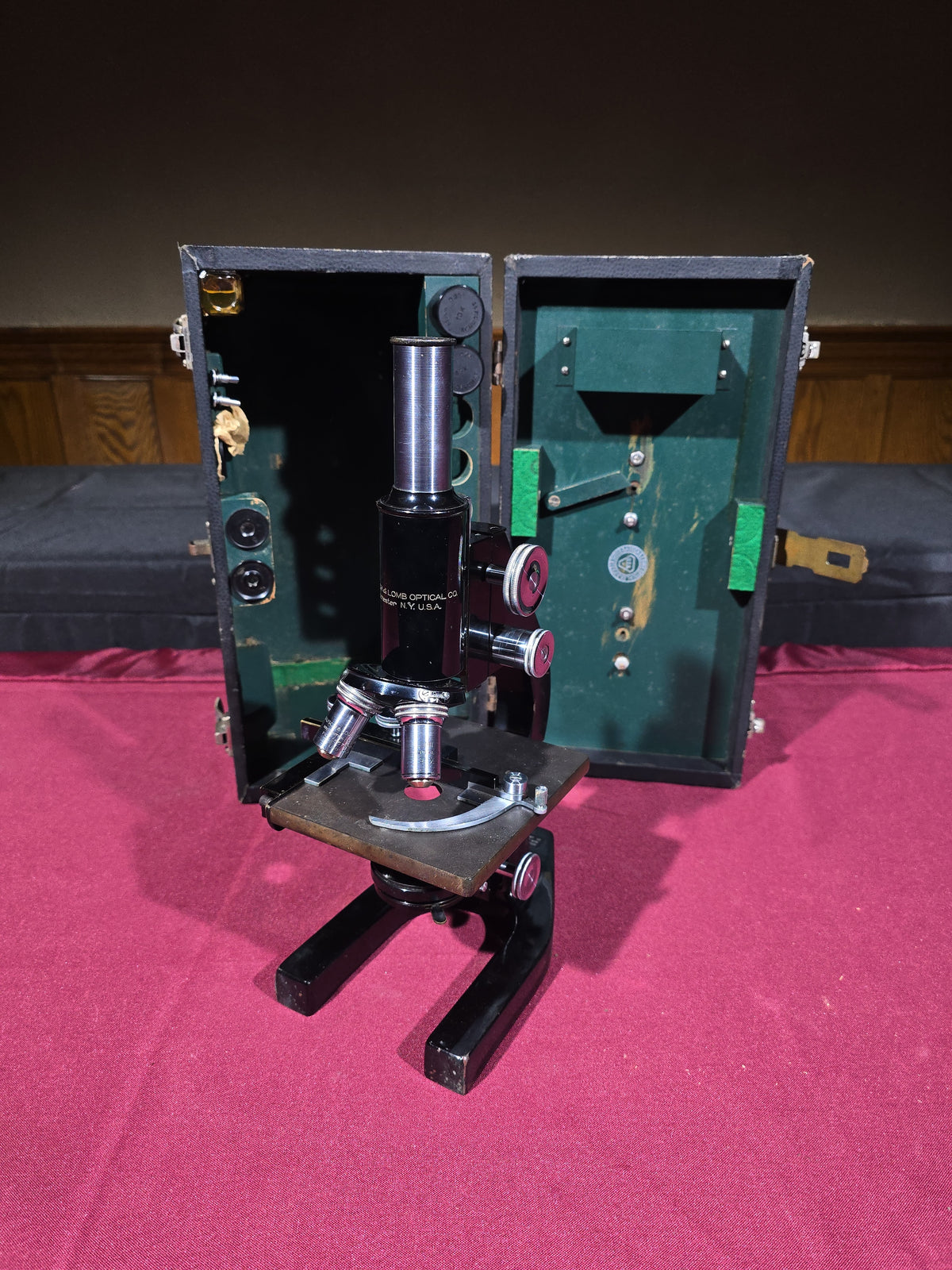 Vintage Bausch & Lomb Compound Microscope in Carrying Case, Seiler Instrument & Mfg. Co., St. Louis, Missouri