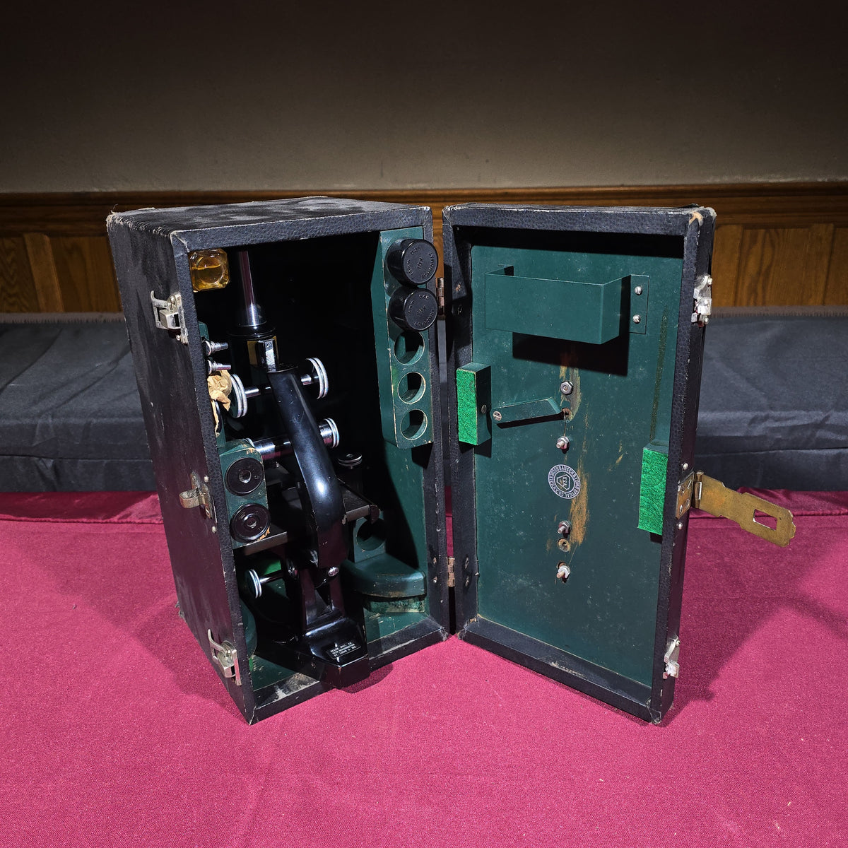 Vintage Bausch & Lomb Compound Microscope in Carrying Case, Seiler Instrument & Mfg. Co., St. Louis, Missouri
