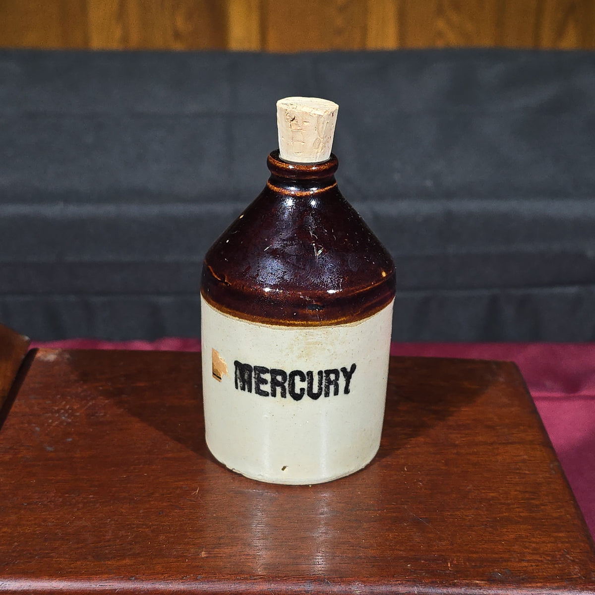 Antique Artificial Horizon Instrument in Mahogany Case with Mercury Bottle in Fitted Wooden Carrying Box