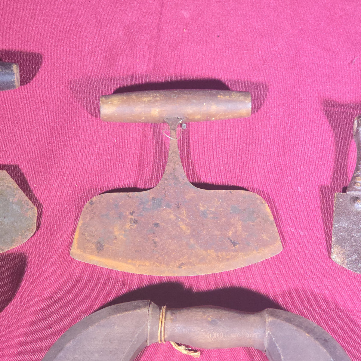 Grouping of 12 Antique Food Choppers and Herb Cutters with Wood Handles
