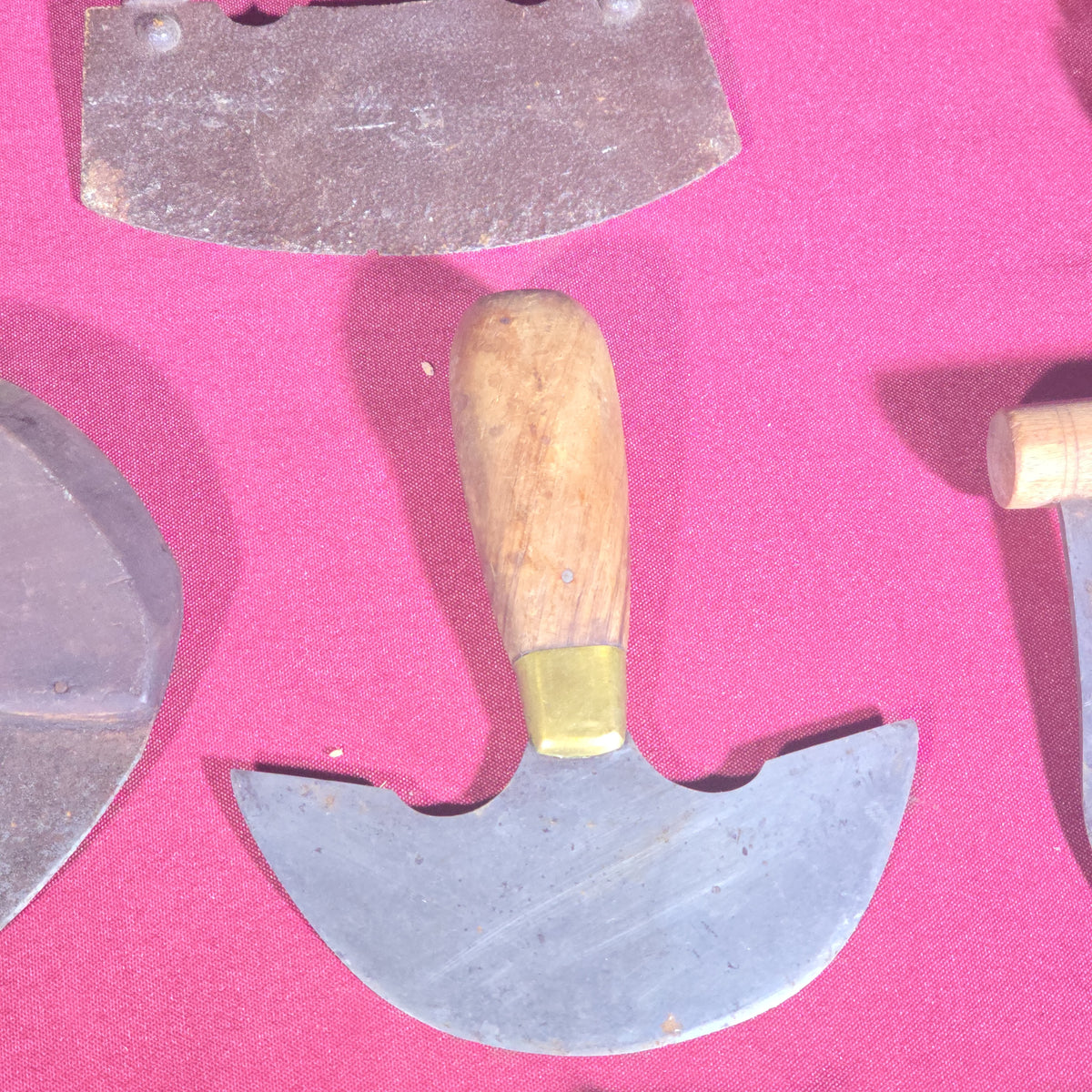 Grouping of 12 Antique Food Choppers and Herb Cutters with Wood Handles