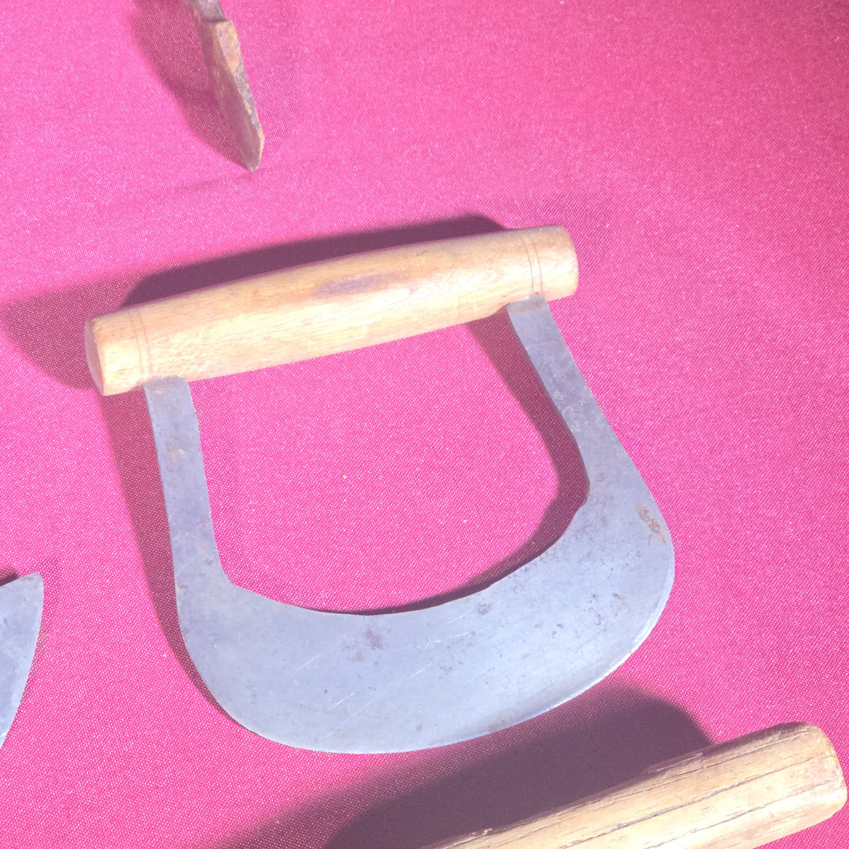 Grouping of 12 Antique Food Choppers and Herb Cutters with Wood Handles