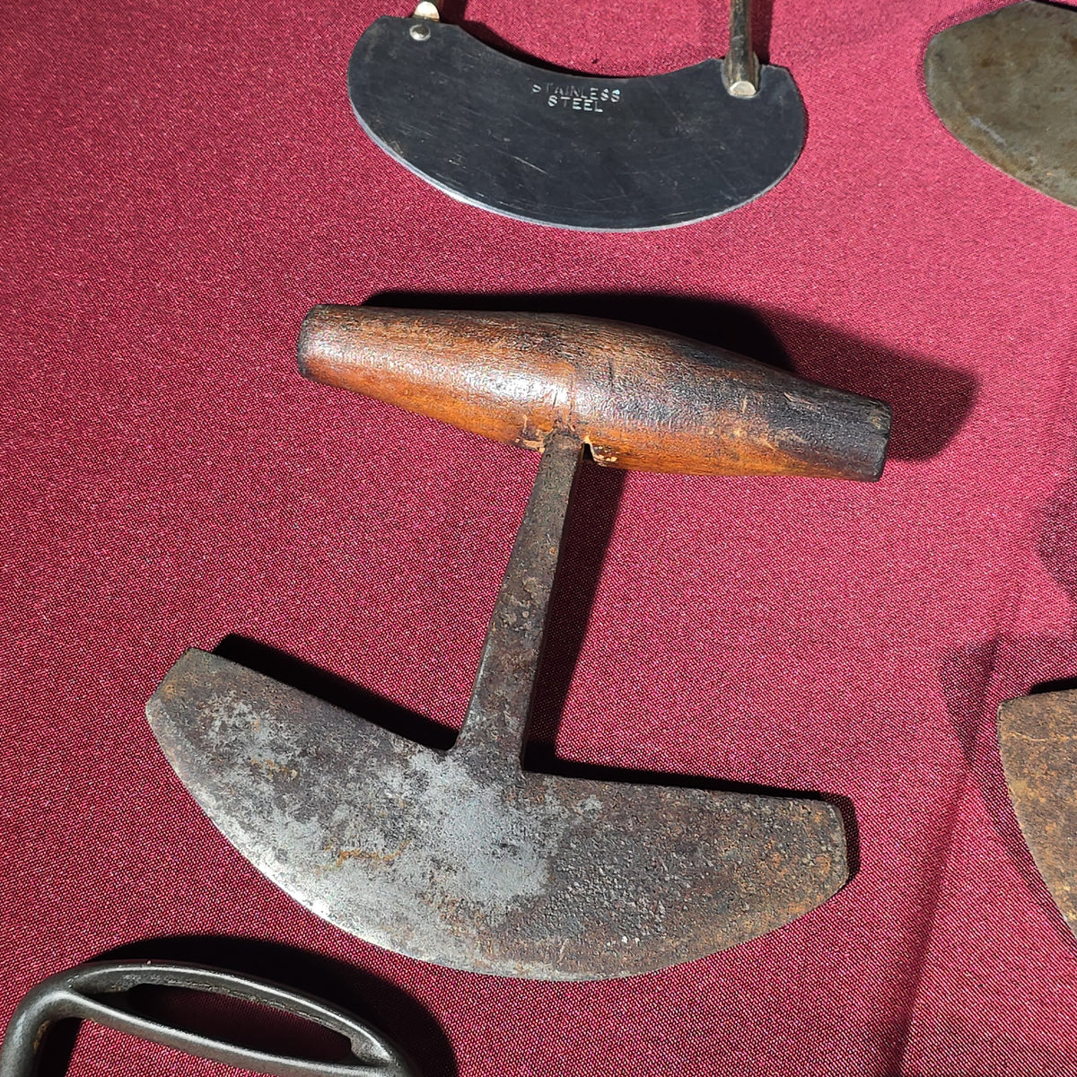 Grouping of 12 Antique and Vintage Food Choppers with Wood and Metal Handles