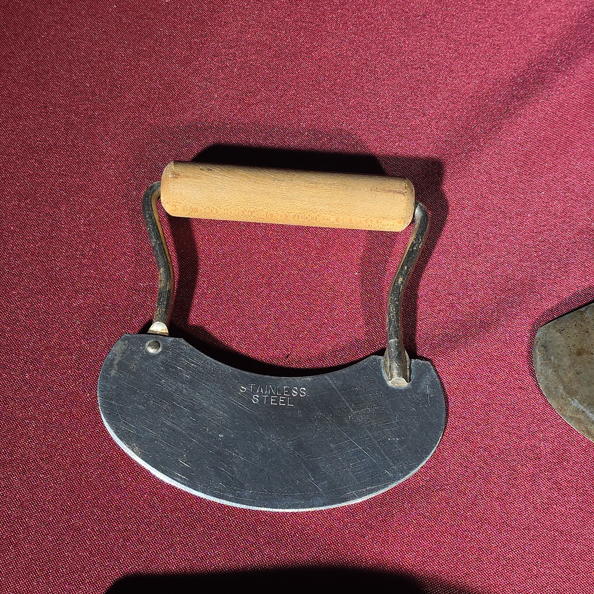 Grouping of 12 Antique and Vintage Food Choppers with Wood and Metal Handles