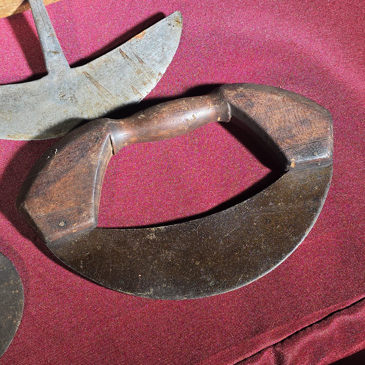 Grouping of 12 Antique and Vintage Food Choppers with Wood and Metal Handles