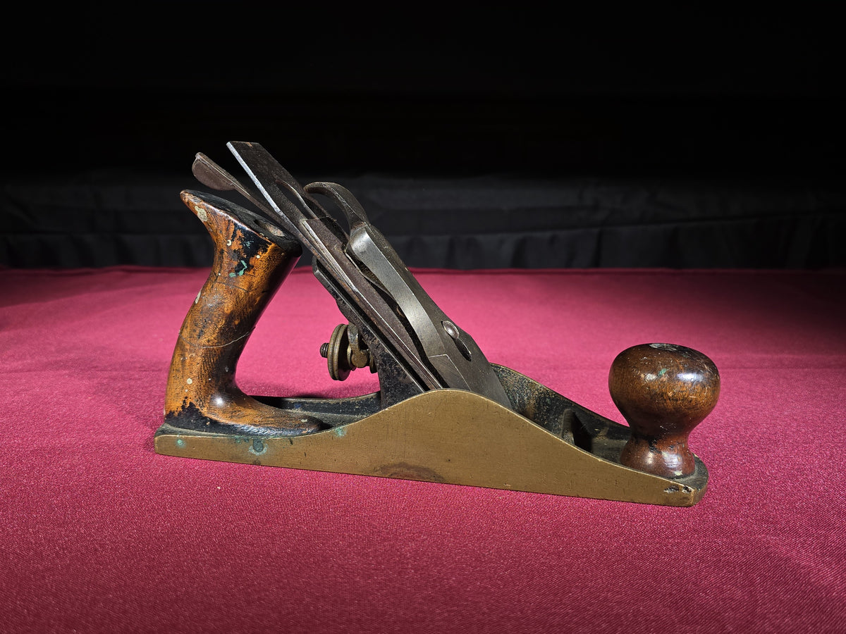 Antique Brass-Soled Smoothing Plane Stamped "S. Olsson" with Sargent Blade, New Haven, Connecticut