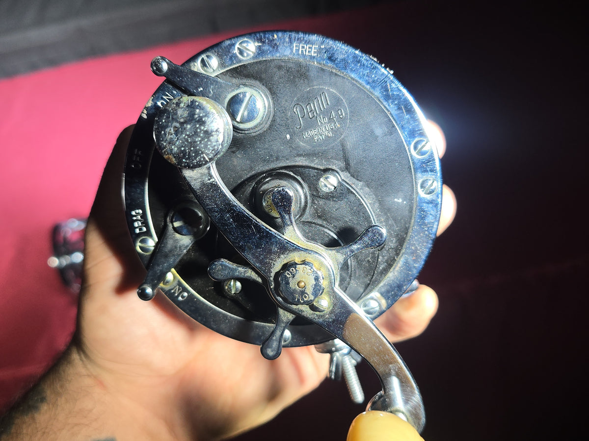 Pair of Vintage Penn No. 49 Deep Sea Fishing Reels, Manufactured by Penn Fishing Tackle Mfg. Co., Philadelphia, Pennsylvania