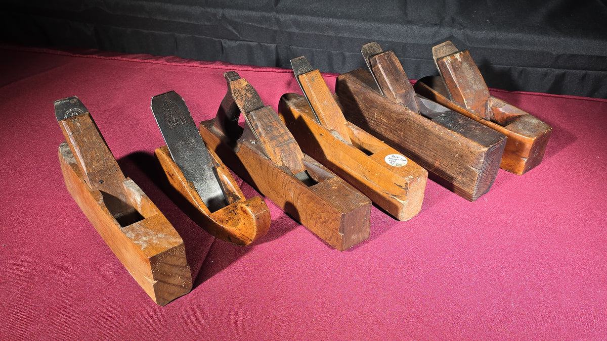 Grouping of Six Antique Wood-Bodied Hand Planes including Solingen, Providence Tool, and Others