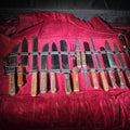 Lot 055 - Vintage A.B.C. Professional Chrome Tool Steel Kitchen Knife Set in Leather Roll