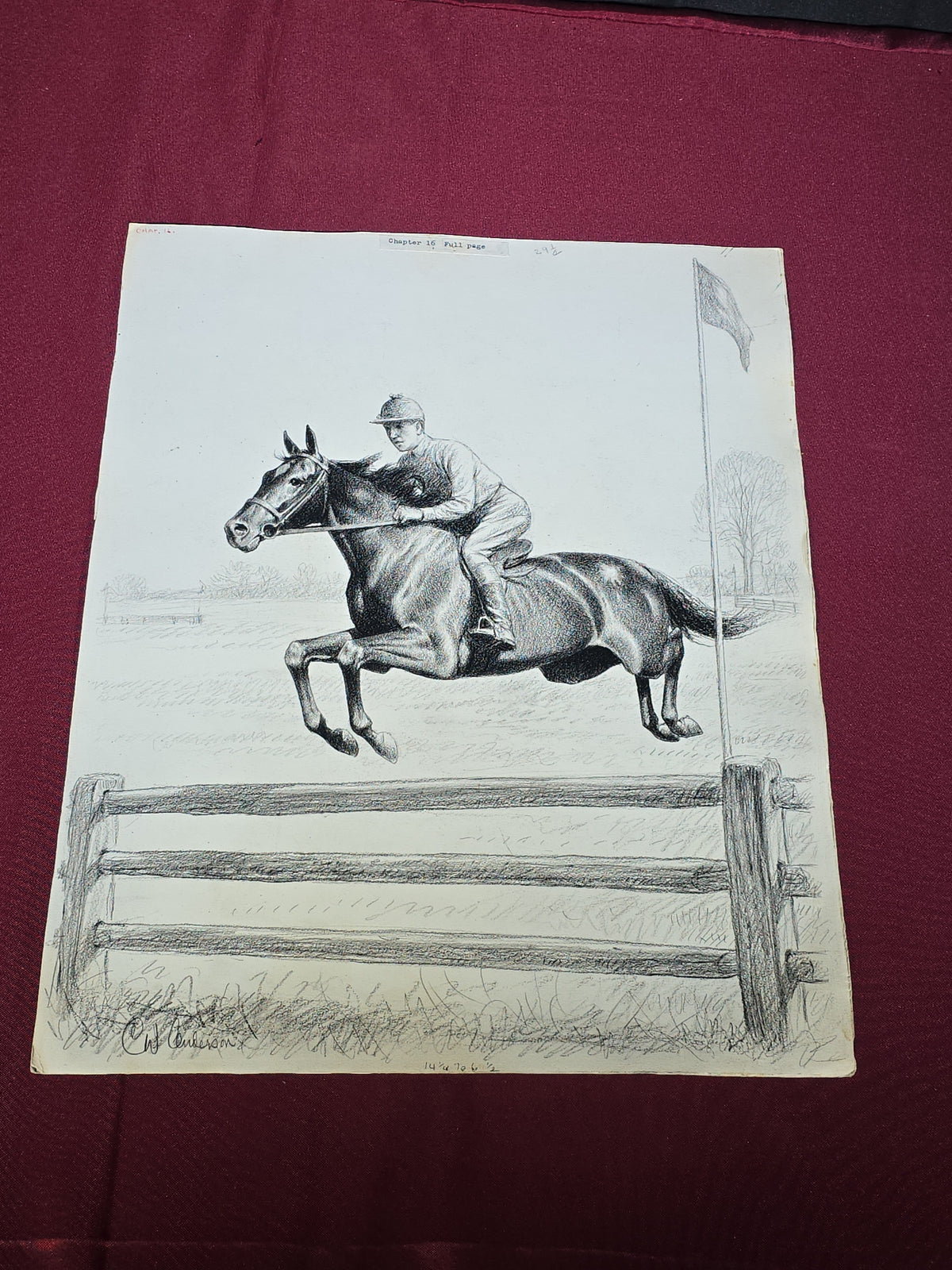 Grouping of Four Vintage Original Pencil Drawings by C.W. Anderson, Equestrian Book Illustrations with Publication Notes