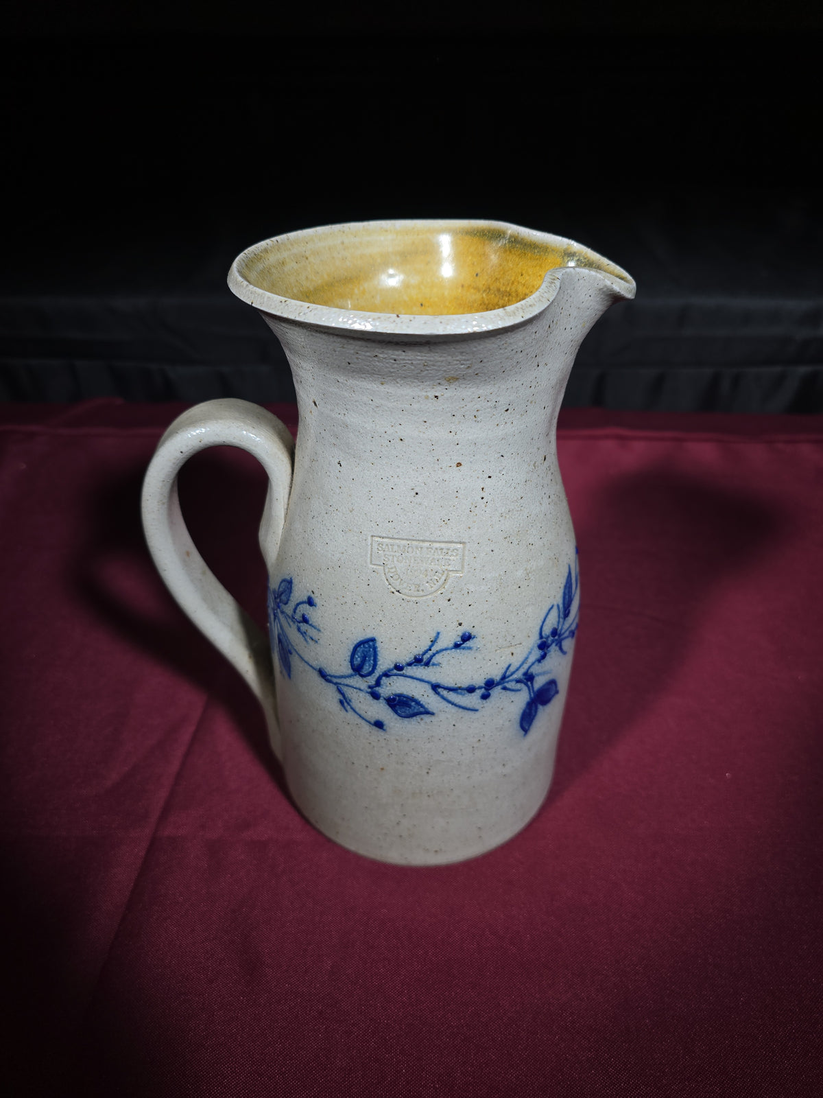 Vintage Salmon Falls Stoneware Pitcher, Dover, New Hampshire, 1994
