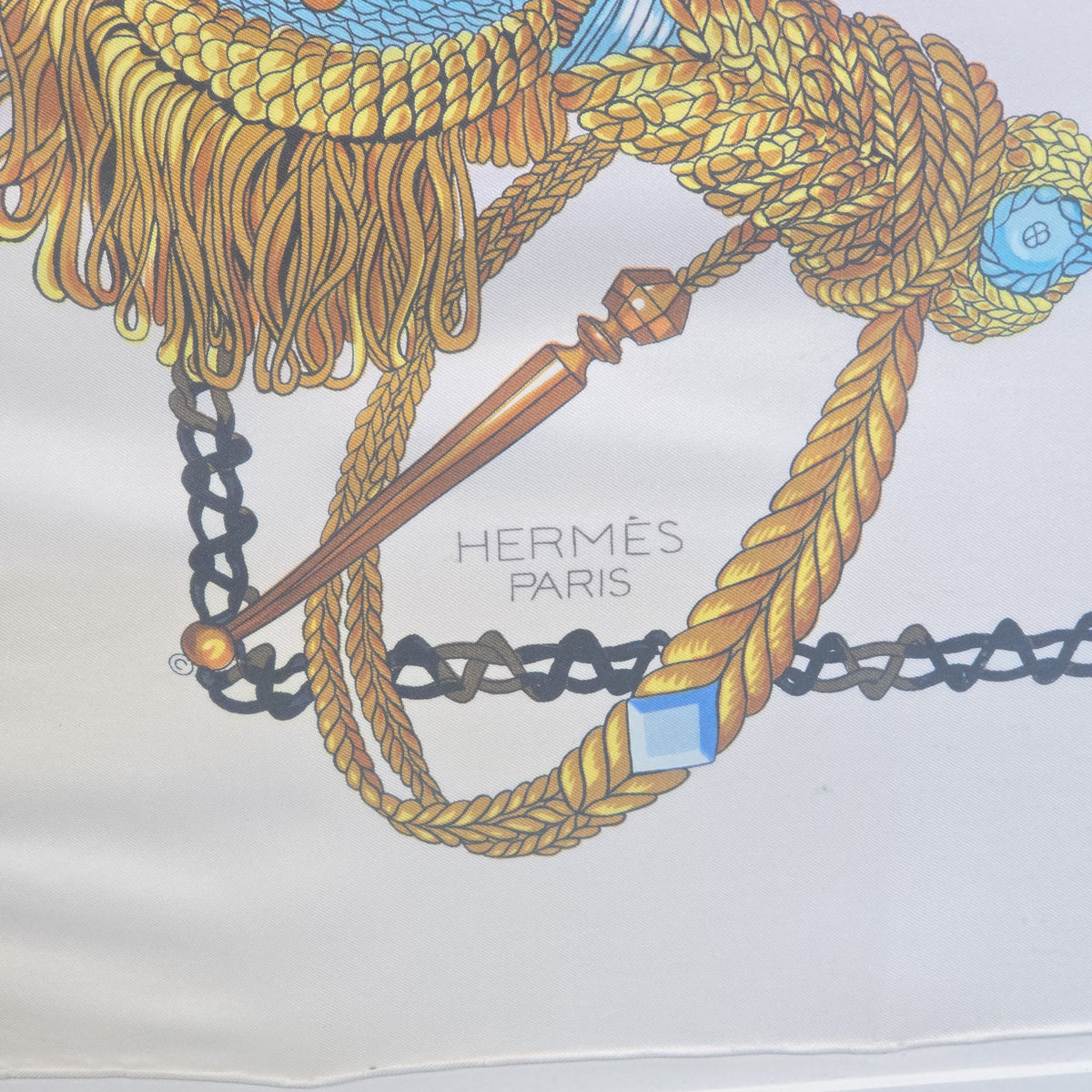 Vintage Framed Hermès Paris Silk Scarf, "Le Timbalier" Equestrian Design, Framed by The Ainsworth Gallery, Boston, Massachusetts