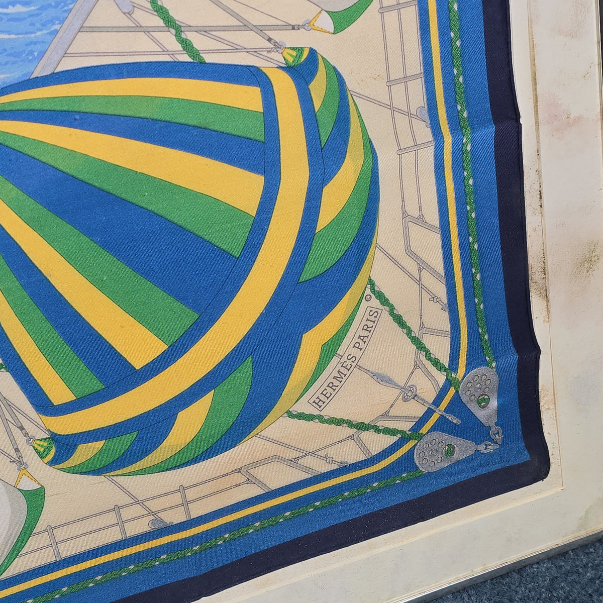 Vintage Hermès Paris "Spinnakers" Silk Scarf, Framed