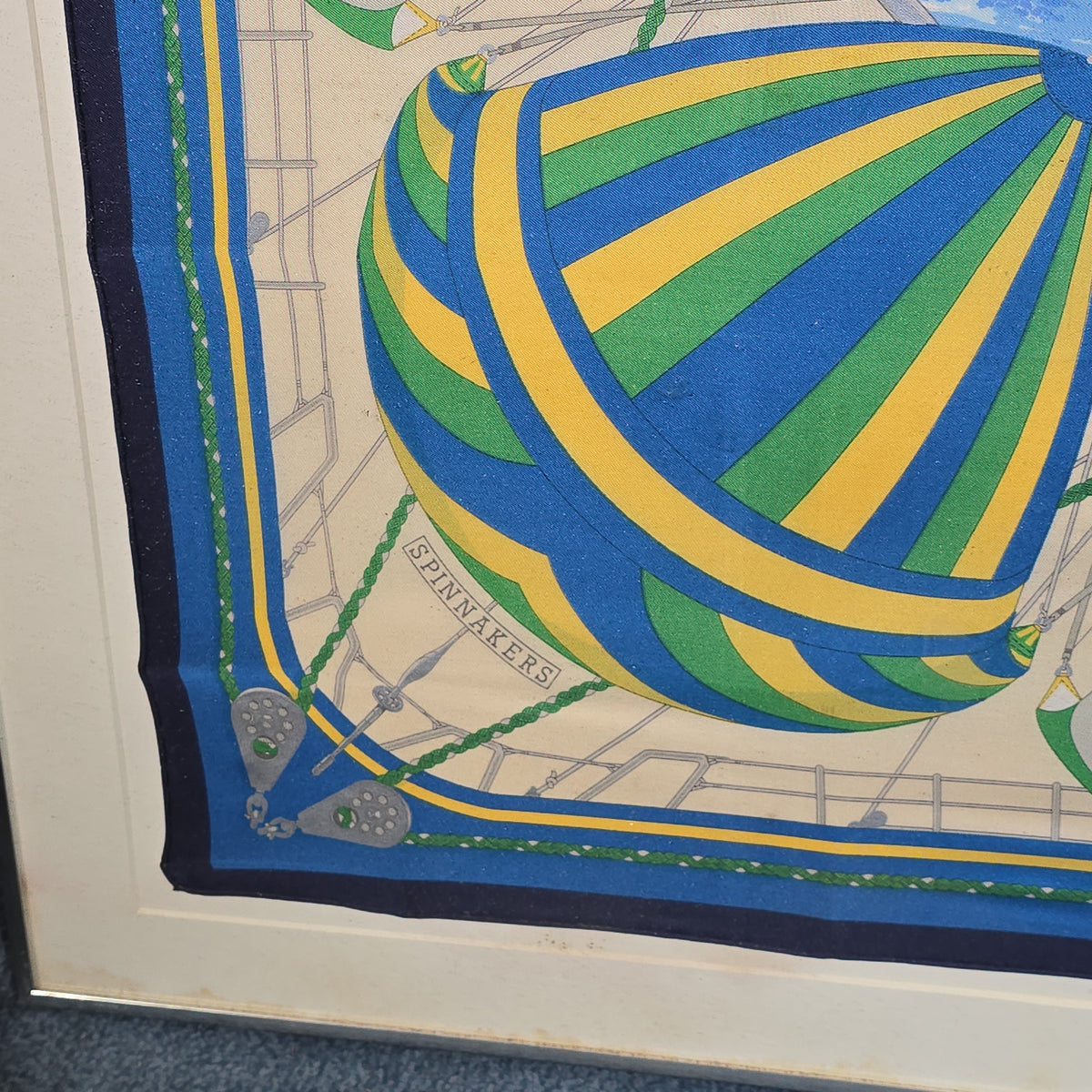 Vintage Hermès Paris "Spinnakers" Silk Scarf, Framed