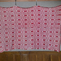 Lot 185 - Vintage Red and White Woven Wool Coverlet, 77" W x 53" H