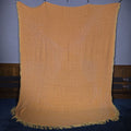 Lot 188 - Vintage Woven Cotton Coverlet in Orange and Yellow with Fringe, 85" W x 113" H