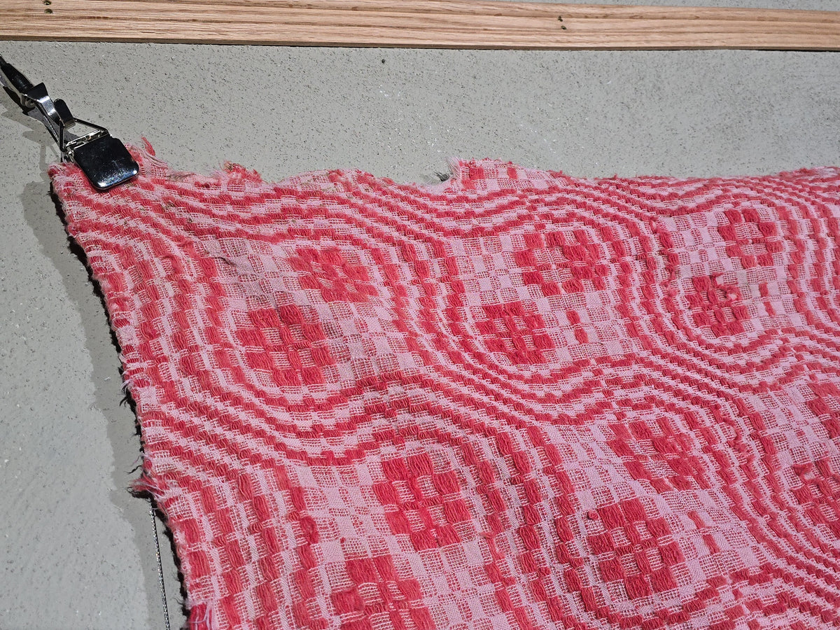 Vintage Red and White Woven Wool Coverlet