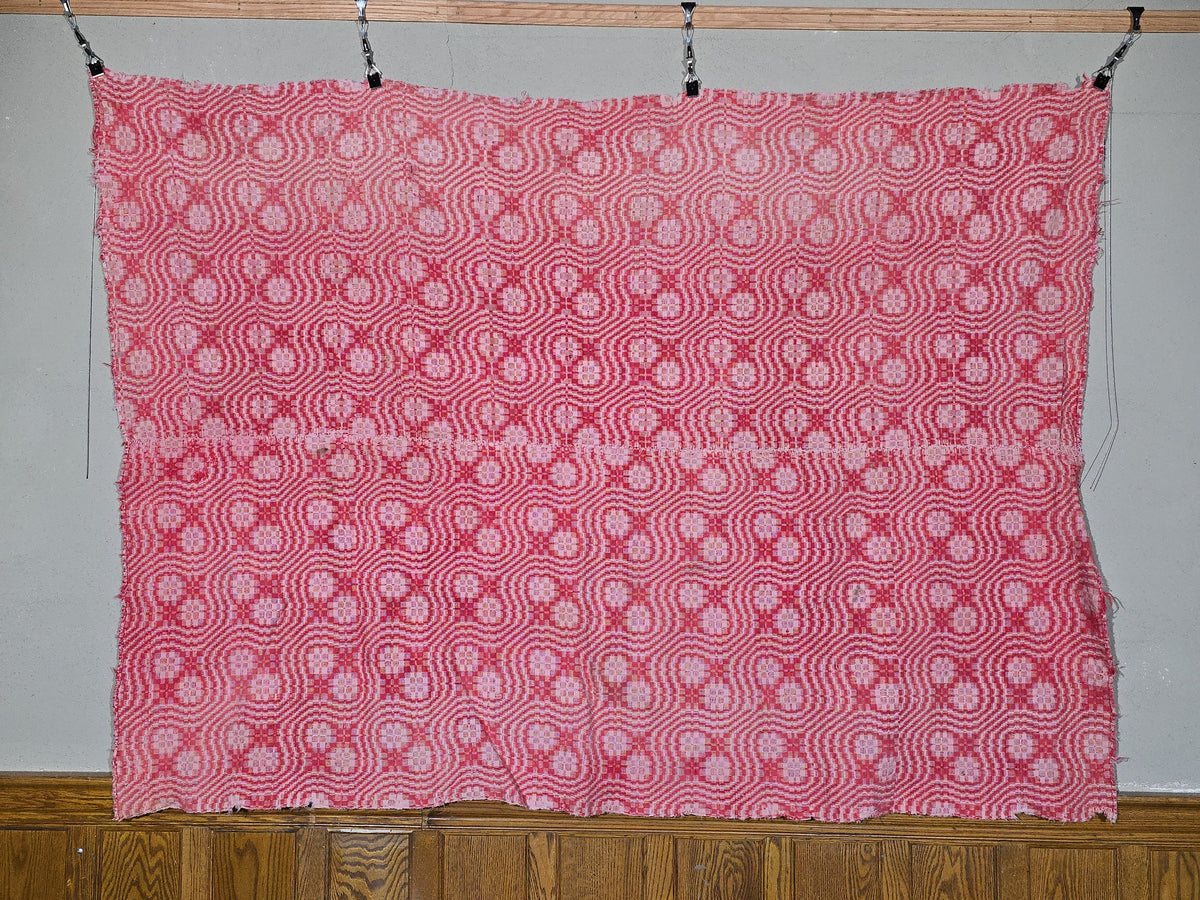 Vintage Red and White Woven Wool Coverlet