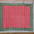 Lot 187 - Vintage Red and Green Woven Wool Coverlet, 63" W x 51" H