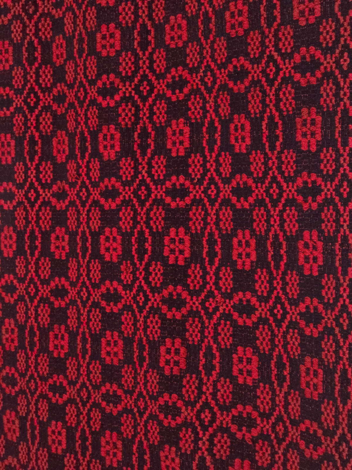 Vintage Red and Dark Blue Woven Wool Coverlet