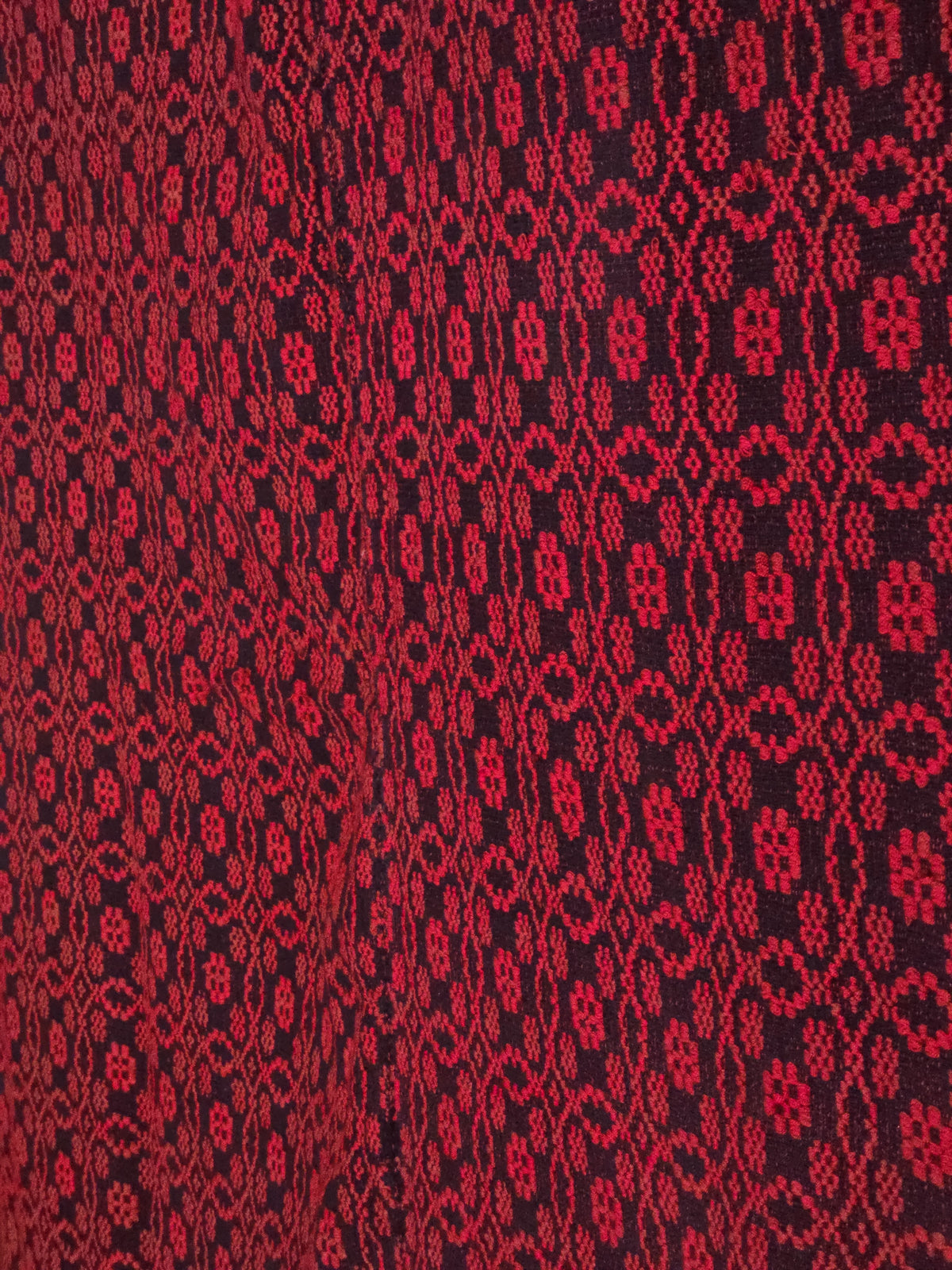 Vintage Red and Dark Blue Woven Wool Coverlet