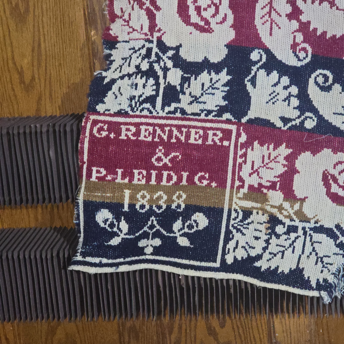 Antique Jacquard Woven Wool Coverlet, G. Renner & P. Leidig, 1838