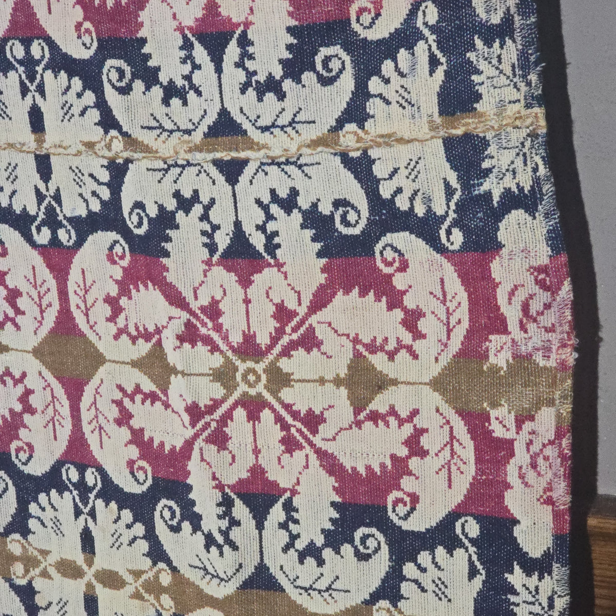 Antique Jacquard Woven Wool Coverlet, G. Renner & P. Leidig, 1838