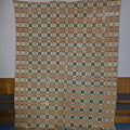 Lot 197 - Vintage Woven Wool Coverlet in Green, Orange, and Cream, 74" W x 95" H