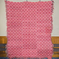 Lot 182 - Vintage Red and White Woven Wool Coverlet with Fringe, 69" W x 87" H